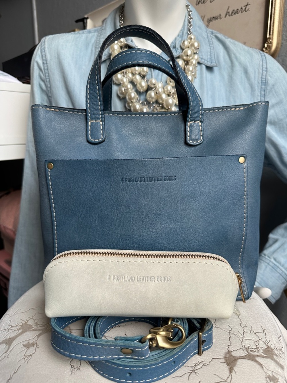 PLG 💙🩵 Indigo 🦄 mini zipper Crossbody tote beluga ballpark